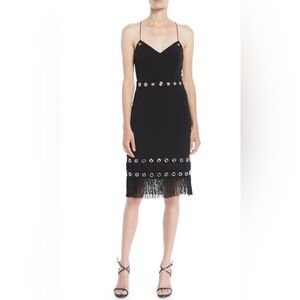 Aidan Mattox Dress Women Sleeveless with Fringe and Grommet Details